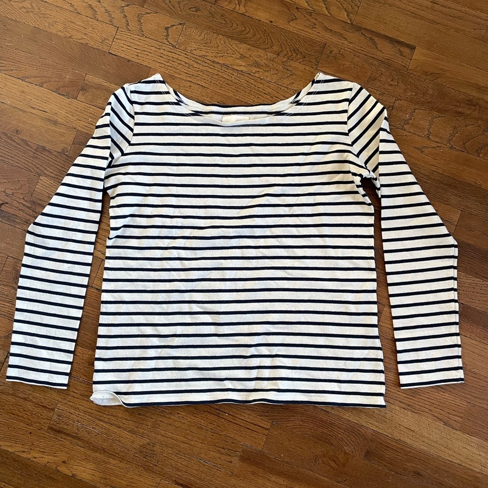 Avion Navy and White Striped Top